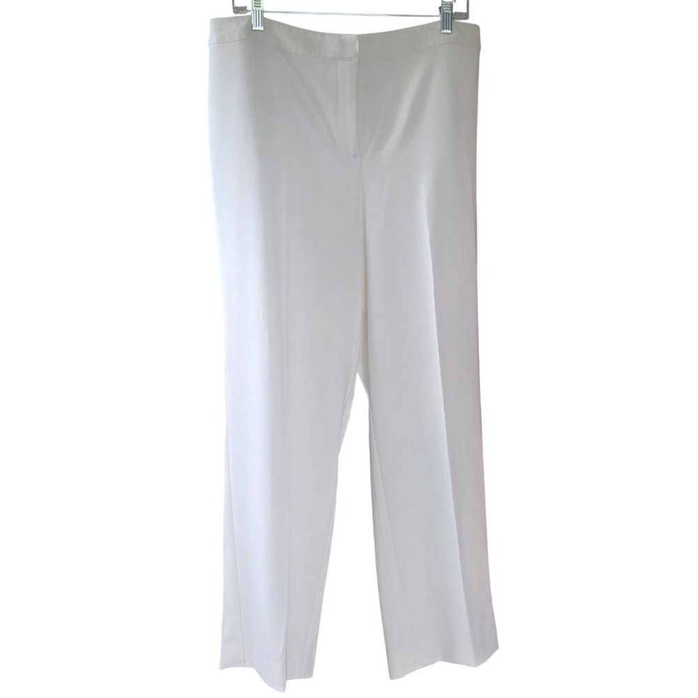 St John Caviar White Straight Leg Dress Pants Womens Size 16 High Rise Trousers